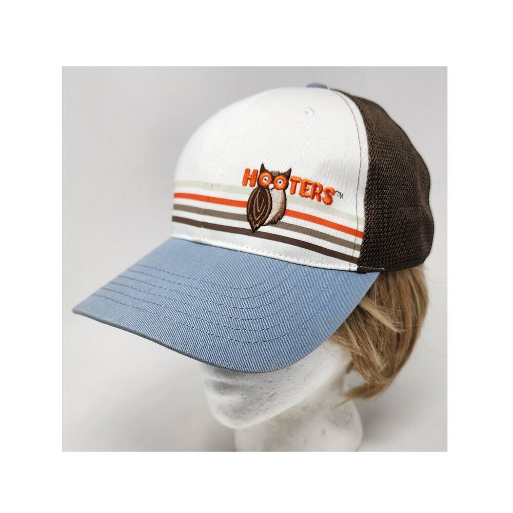 Hooters Rare Sample Hat Cap Unisex One Size Blue Brown Stripes Embroidered Owl